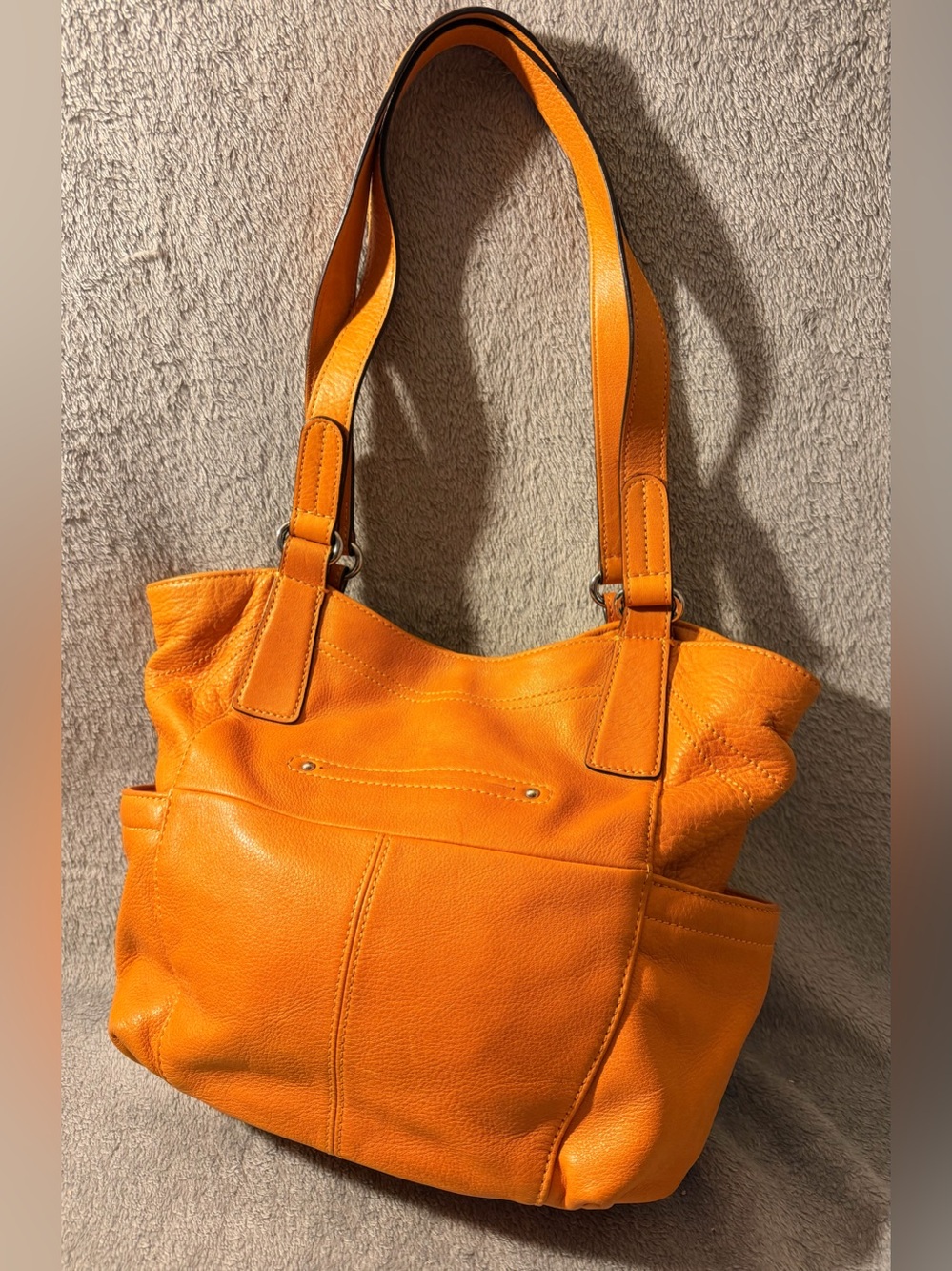 b. makowsky Orange Leather Shoulder Bag - Picture 6 of 8
